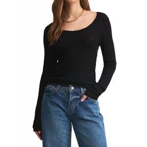 NEW Z SUPPLY tibi lace mesh sweater in black